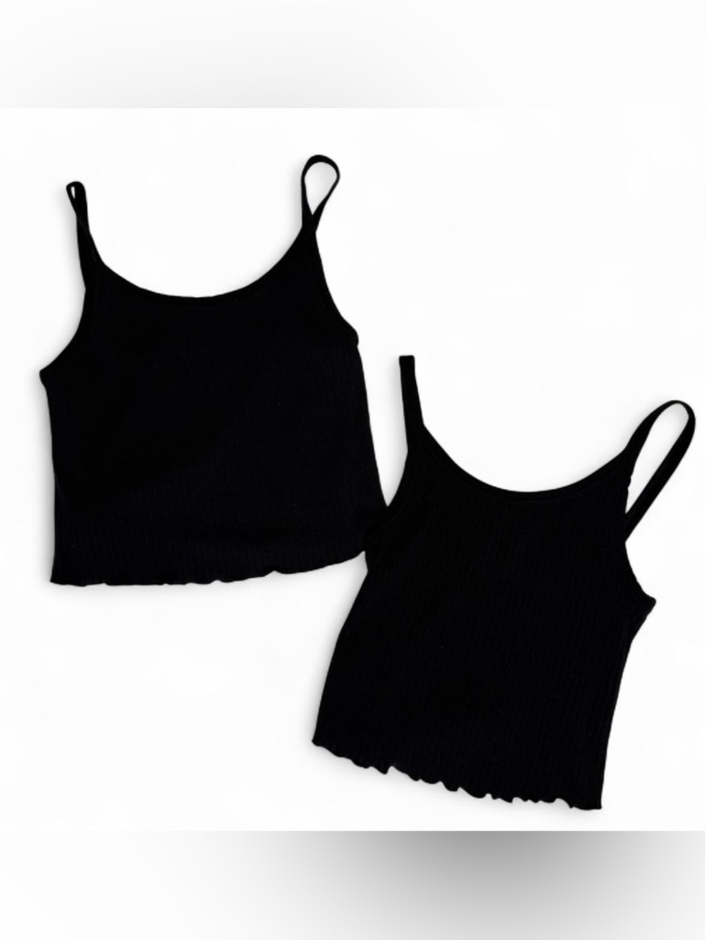 M / black ribbed cropped tank top bundle of two